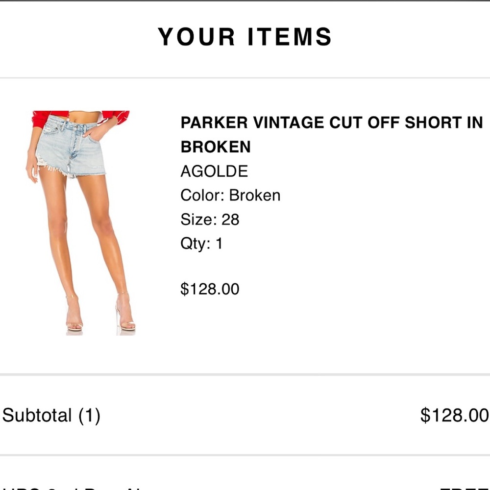 AGOLDE Parker Vintage Cut Off Short in Broken size 28
